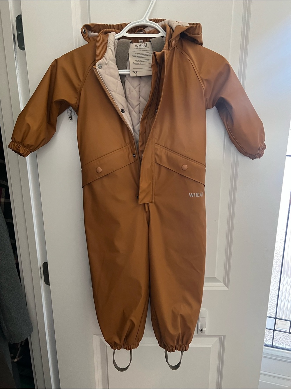 Wheat Kids Waterproof Hooded One-Piece in Brown